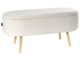 Bedroom Storage Bench Off-White Upholstered Wooden Legs Hallway Seat with Storage Beliani