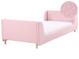 Bed Pink Boucle Upholstered Frame Headrest 3ft EU Single Size Bedroom Kids Room Modern Traditional Beliani
