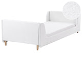 Bed Off-White Boucle Upholstered Frame Headrest 3ft EU Single Size Bedroom Kids Room Modern Traditional Beliani