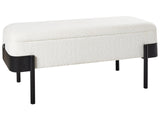 Bedroom Storage Bench Off White Polyester Fabric Upholstery Black Legs Cottage Design Solid Colour Living Room Furniture Beliani