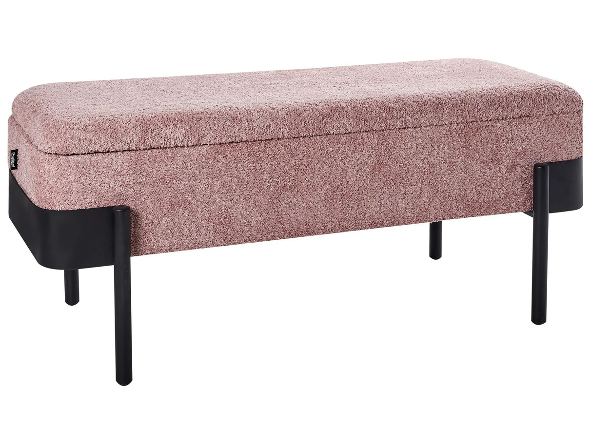 Bedroom Storage Bench Pink Polyester Fabric Upholstery Black Legs Cottage Design Solid Colour Living Room Furniture Beliani