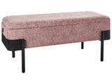 Bedroom Storage Bench Pink Polyester Fabric Upholstery Black Legs Cottage Design Solid Colour Living Room Furniture Beliani