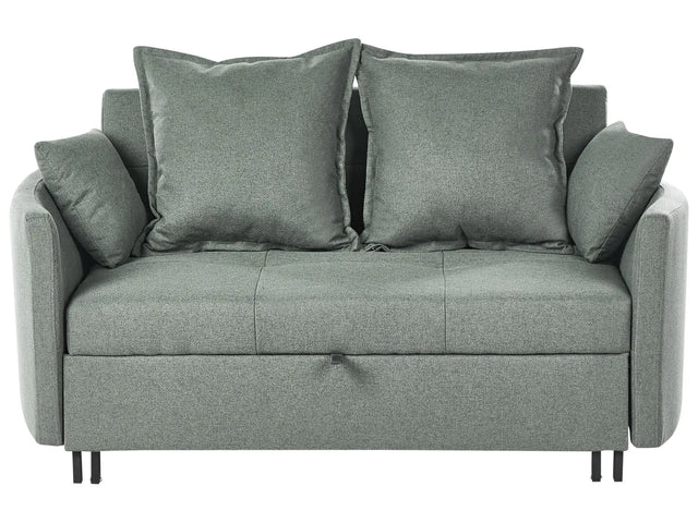 2 Seater Sofa Bed Green Sleeping Function Profiled Armrests Beliani