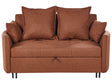 2 Seater Sofa Bed Golden Brown Sleeping Function Profiled Armrests Beliani