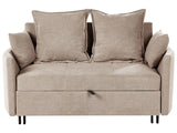 2 Seater Sofa Bed Taupe Sleeping Function Profiled Armrests Beliani