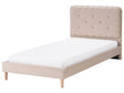 Bed Beige Velvet Upholstered Frame Headrest 3ft EU Single Size Bedroom Kids Room Modern Traditional Beliani