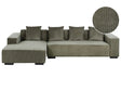 Right Hand Corner Sofa Green Corduroy L-Shaped 4 Seater Jumbo Cord with Throw Pillows Modern Design Beliani