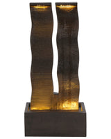 Outdoor Water Feature Brown Resin Fountain Garden with LED Light Plugged Modern Design Beliani