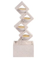 Outdoor Water Feature Beige Resin Fountain Garden with LED Light Plugged Modern Design Beliani