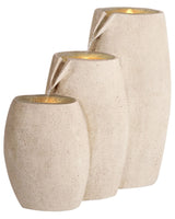 Outdoor Water Feature Beige Resin Fountain Garden Light LED Plugged Modern Design Beliani