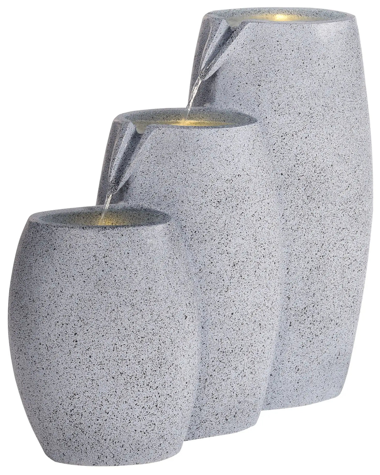 Outdoor Water Feature Grey Resin Fountain Garden Light LED Plugged Modern Design Beliani