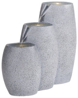 Outdoor Water Feature Grey Resin Fountain Garden Light LED Plugged Modern Design Beliani