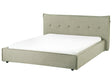 EU King Size Waterbed Green Linen Fabric Upholstery 5ft3 Black Legs with Headboard and Slatted Bed Frame Bedroom Furniture Beliani
