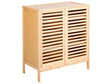 Bamboo Sideboard Shoe Cabinet Light Wood 2 Slatted Sliding Door Shelf Boho Style Storage Hallway Beliani