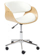 Office Chair Light Wood and White Faux Leather Seat Adjustable Swivel Function Metal Legs Stylish Office Furniture Beliani