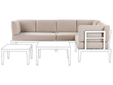 Outdoor Cushion Cover Set Beige Fabric Sofa Seat Back Side Pillow Cases Beliani