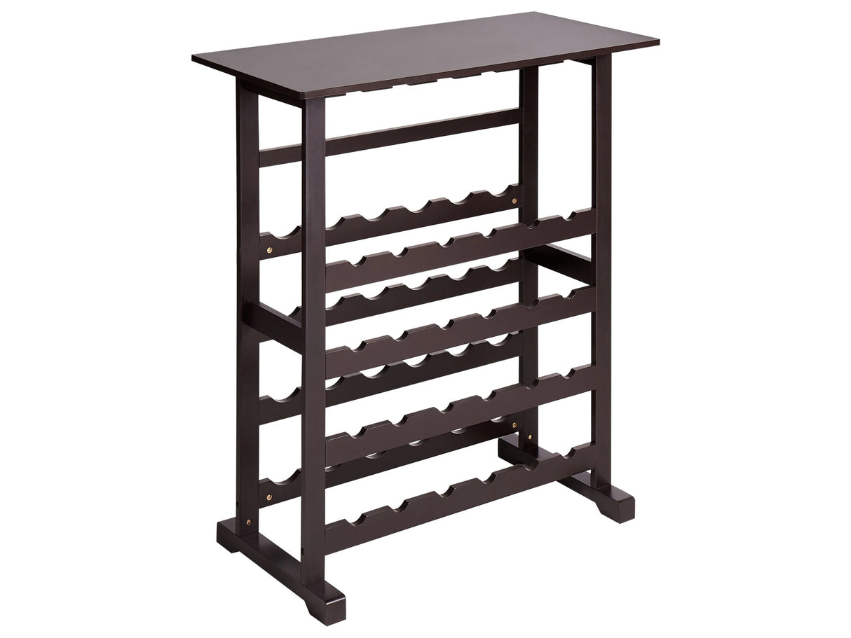 Wine Rack Holder Dark Brown MDF 80 x 40 x 91 cm for Bottles and Glasses Classic Elegant Style Home Decor Beliani