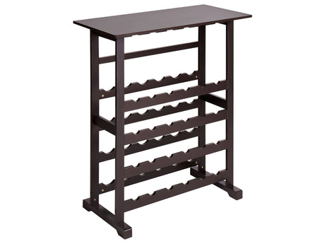 Wine Rack Holder Dark Brown MDF 80 x 40 x 91 cm for Bottles and Glasses Classic Elegant Style Home Decor Beliani