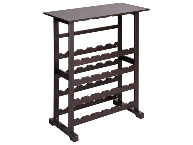 Wine Rack Holder Dark Brown MDF 80 x 40 x 91 cm for Bottles and Glasses Classic Elegant Style Home Decor Beliani