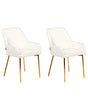 Set of 2 Dining Chairs Off-White Velvet Upholstery Gold Legs Retro Glamour Beliani