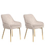 Set of 2 Dining Chairs Beige Velvet Upholstery Gold Legs Retro Glamour Beliani