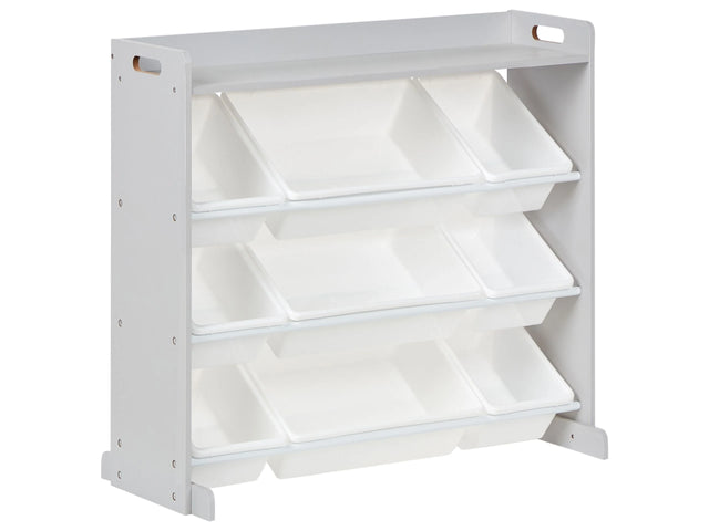 Shelf with 9 Storage Boxes Drawers Grey and White MDF Plastic Unique Kids Room Storage Modern Design Beliani