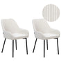 Set of 2 Dining Room Chairs Off-White Corduroy Fabric Upholstered Seat Black Metal Legs Modern Style Beliani
