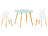2 Seater Kids Set Table with Chairs White and Light Wood MDF Leg Caps Stylish Kids Room Nursery Beliani
