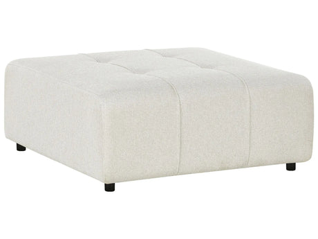Ottoman Light Beige Polyester Upholstered Modular Sofa Element Square Footstool Black Legs Modern Style Beliani