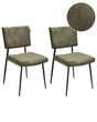 Set of 2 Dining Chairs Olive Green Corduroy Upholstery Retro Beliani