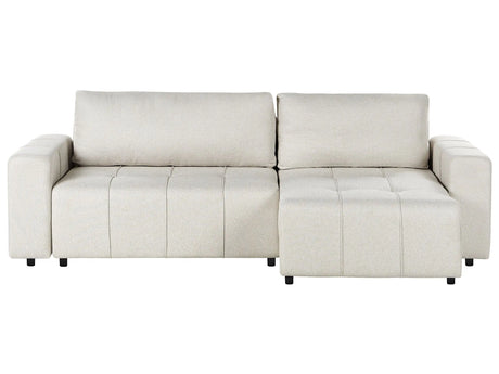3 Corner Seater Sofa Bed Left Handed Light Beige Fabric Upholstery with Storage Thickly Padded Modern Style Living Room Furniture Beliani