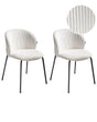 Set of 2 Dining Chairs Off-White Corduroy Upholstery With Rounded Backrest Retro Beliani