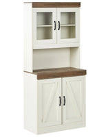 Decorative Cabinet White Particle Board MDF with Shelves and Glass Display Dining Room Kitchen Beliani