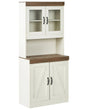 Decorative Cabinet White Particle Board MDF with Shelves and Glass Display Dining Room Kitchen Beliani