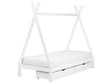 Kids Teepee Bed White Pine EU Single Bed Frame with Slats and Drawers Beliani