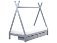 Kids Teepee Bed Grey Pine EU Single Bed Frame with Slats and Drawers Beliani
