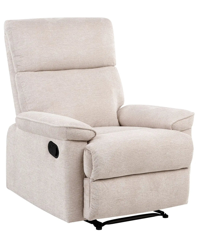 Fabric Armchair with Footrest Beige Polyester Modern Contemporary Style Beliani