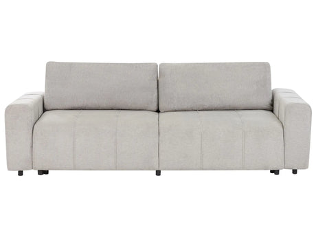 3 Seater Sofa Light Grey Fabric Upholstery with Storage Thickly Padded Modern Style Living Room Furniture Beliani