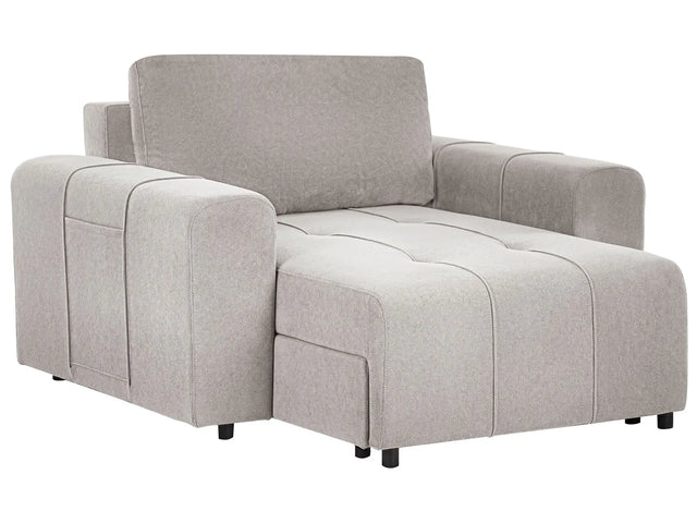 Chaise Lounge Light Grey Fabric Upholstery Armrests Cushion Backrest Modern Design Symmetrical Living Room Beliani