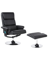 Recliner Armchair Black with Footstool Faux Leather Upholstered Metal Frame Heated Massage Function Retro Design Beliani