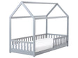 Kids House Bed Grey Pine Wood EU Single Bed Frame with Slats Beliani