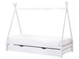 Kids Trundle Bed White Pine Wood EU Single Size 3ft Slatted Base Bed for Toddler Modern Nursery Beliani