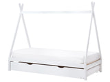 Kids Trundle Bed White Pine Wood EU Single Size 3ft Slatted Base Bed for Toddler Modern Nursery Beliani