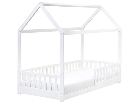 Kids House Bed White Pine EU Single Bed Frame with Slats Beliani