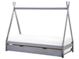 Kids Trundle Bed Grey Pine Wood EU Single Size 3ft Slatted Base Bed for Toddler Modern Nursery Beliani