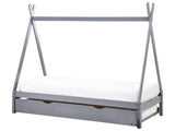 Kids Trundle Bed Grey Pine Wood EU Single Size 3ft Slatted Base Bed for Toddler Modern Nursery Beliani