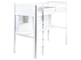 High Sleeper Kids Bed White Pine Wood Frame Slatted Bed Base with a Desk and a Ladder Loft Bed Modern Multifunctional Kids Room Beliani
