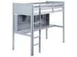 High Sleeper Kids Bed Grey Pine Wood Frame Slatted Bed Base with a Desk and a Ladder Loft Bed Modern Multifunctional Kids Room Beliani