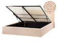 Bed Frame Beige Boucle EU Double Size 4ft6 Lift Up Storage with Headboard Beliani