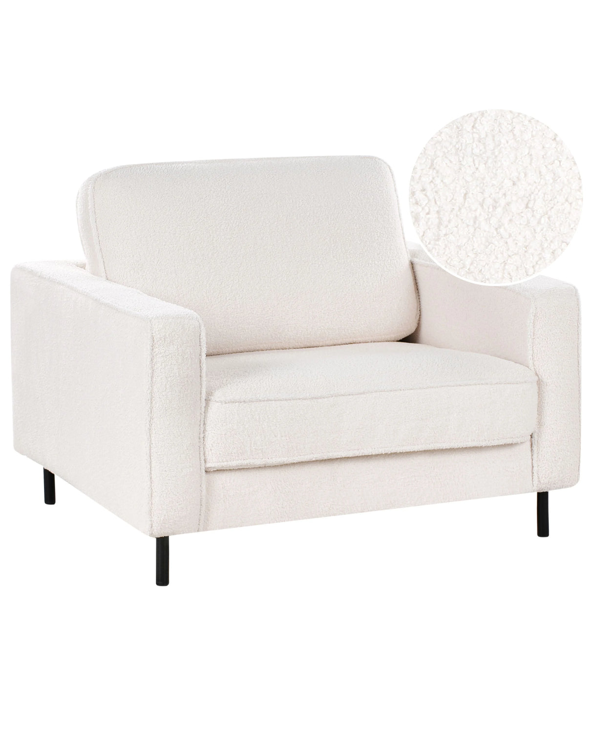 Armchair White Boucle Fabric Minimalistic Living Room Accent Chair Black Legs Track Arm Beliani